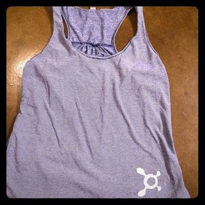 Orange theory blue and white striped tank. Med